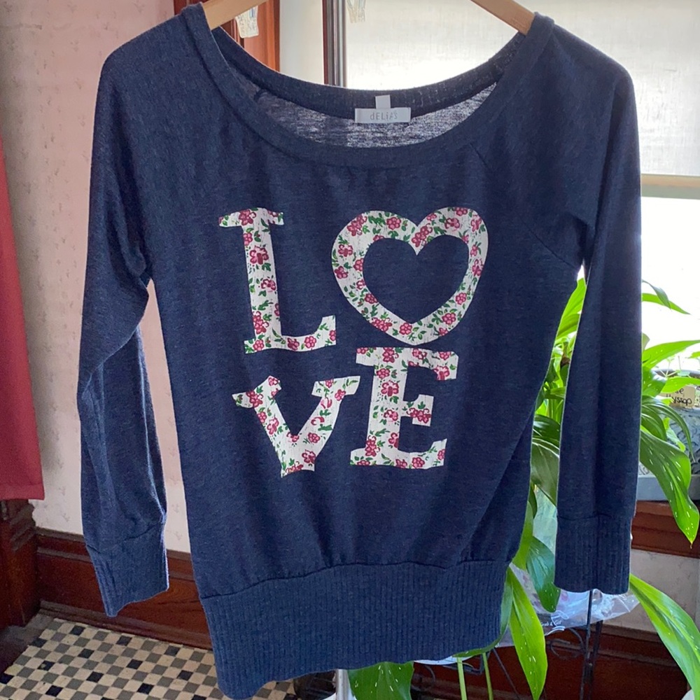 Women's Delia*s LOVE Lightweight 3/4 Sleeve Crew Neck Sweater - Picture 1 of 5